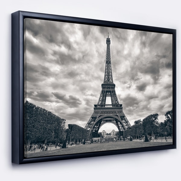 Designart 'Paris Eiffel TowerUnder Dramatic Sky' Skyline Photography Framed Canvas Art. Opens flyout.