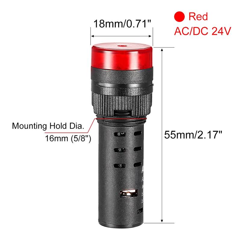 2pcs AC/DC 24V Pilot Light Indicator Flashing Alarm w Buzzer, AD16-16SM Red LED