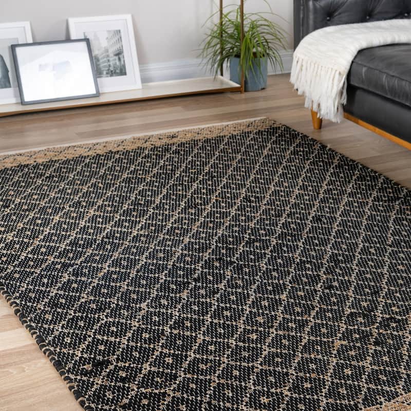 Contemporary Octiane Collection Area Rug - 10' Square - Black