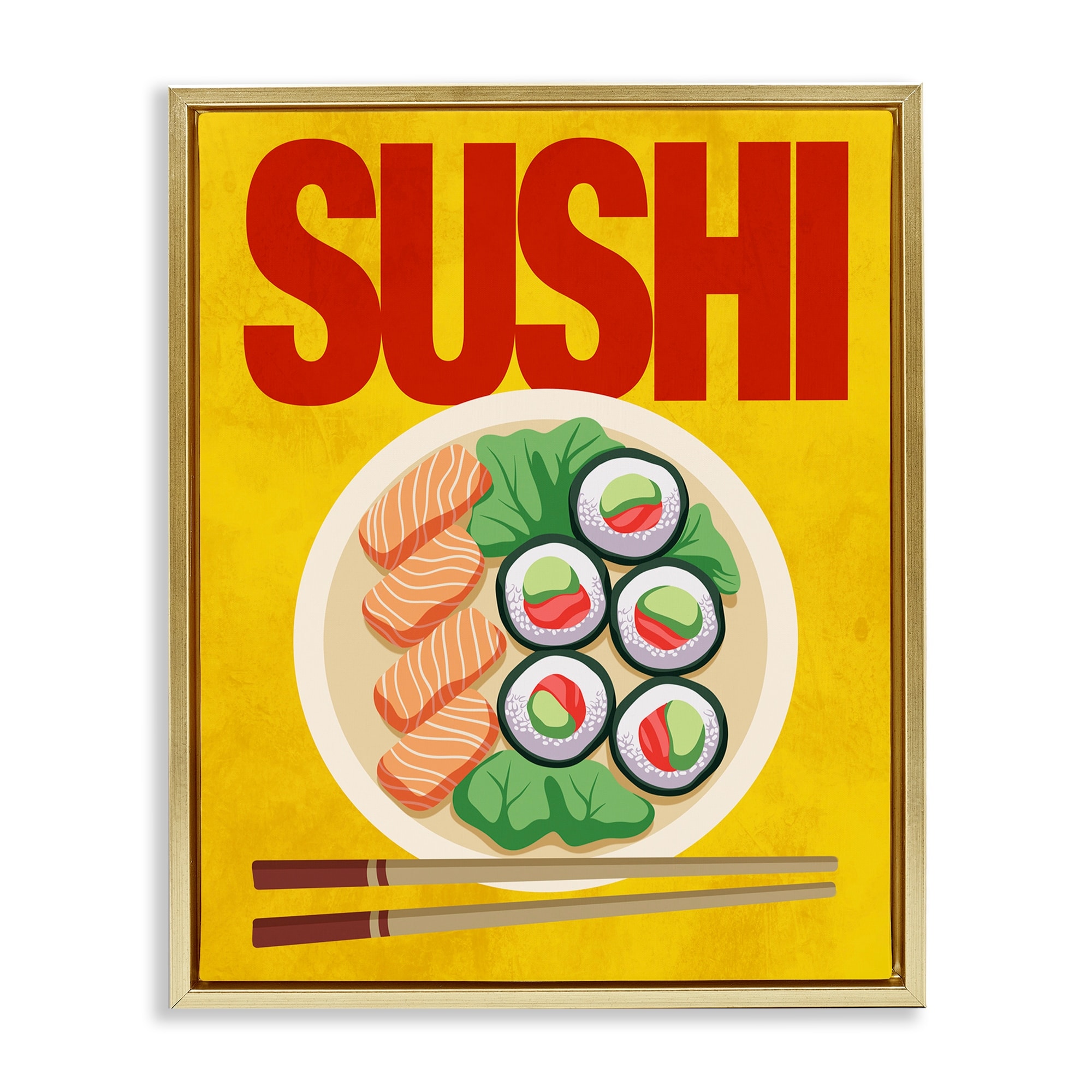 Stupell Bright Sushi & Chopsticks Framed Floater Canvas Wall Art Design By Marcus Prime
