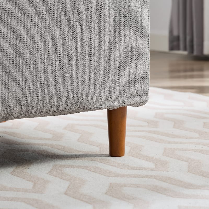 Roomfitters 77.95" Modern Double-Sided Chaise Lounge, Tete-a-Tete Chenille Daybed with 4 Pillows and Walnut Legs, Gray