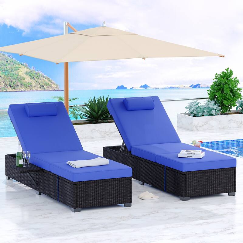 Patio Lounge Chairs By Outdoor PE Wicker Chaise Lounge Set of 2