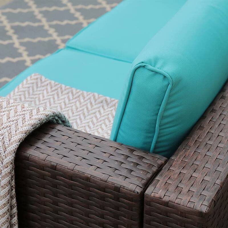 Outdoor 2 Pieces Sectional Sofa Set Wicker Loveseat Corner Sofa