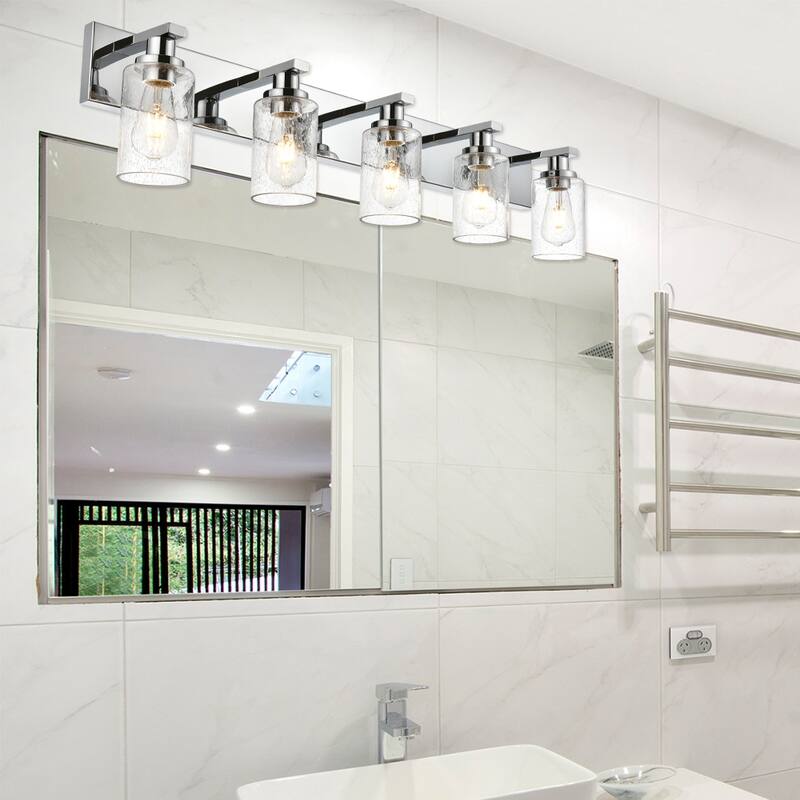 Modern Vanity Light with Seeded Glass Shade