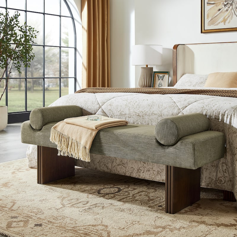 Roundhill Furniture Brooke Contemporary Upholstered Bench - Green