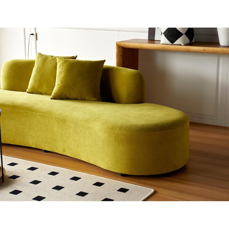 90.2 inch Half Moon Curved Velvet Living Room Sofa