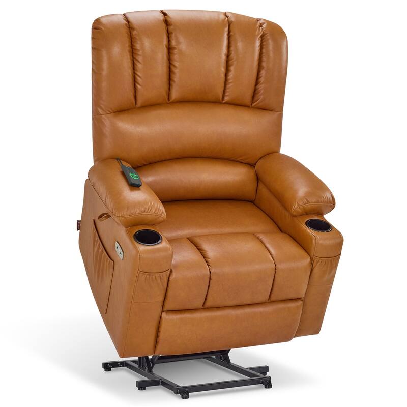 Power Lift Recliner Chair for Elderly, Massage and Heat, Faux Leather & Fabric