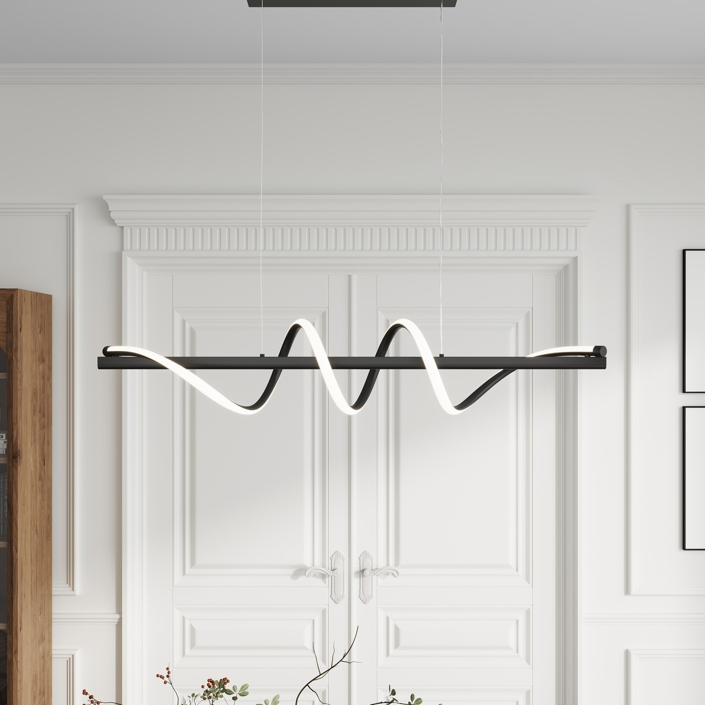 Modern Spiral Linear LED Pendant Lighting for Dining Room