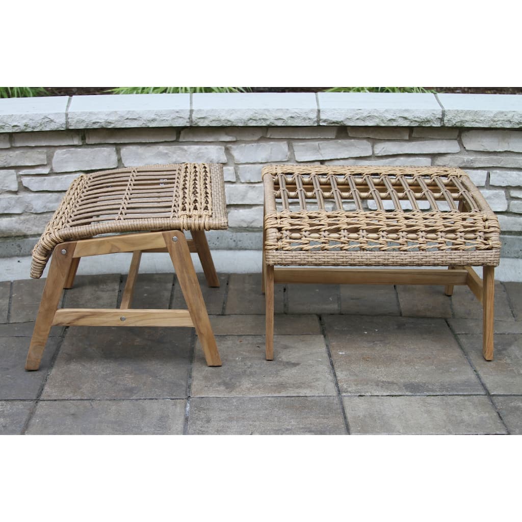 2 pc. Samera Teak & Bohemian Ottoman Set
