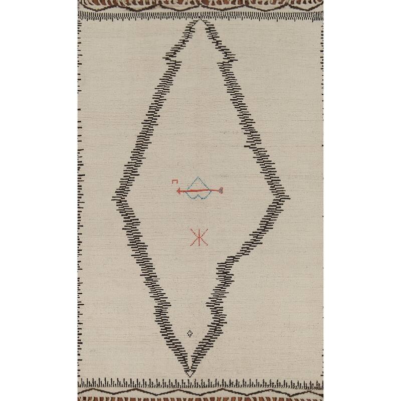 Moroccan Oriental Area Rug Hand-Knotted Wool Carpet - 6'0"x 9'9"