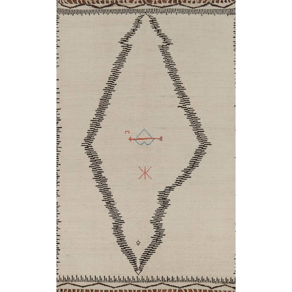 Moroccan Oriental Area Rug Hand-Knotted Wool Carpet - 6'0"x 9'9"