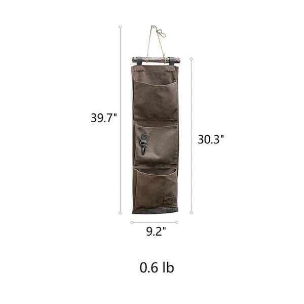 RusticReach Brown Canvas Hanging Wall Storage for Garden Tools Bed