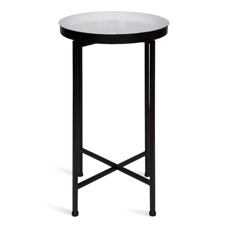 Kate and Laurel Celia Round Metal Tray/ Foldable Accent Table - 14x14x25.75
