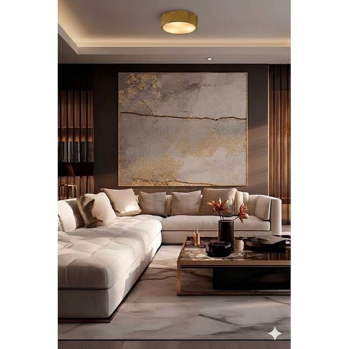 3 Light Brass Iron Flush Mount With White Bottom Diffuser