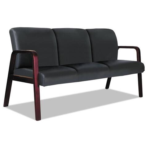 Alera Reception Lounge WL 3-Seat Sofa, 65.75w x 26.13d x 33h, Black/Mahogany - Clear
