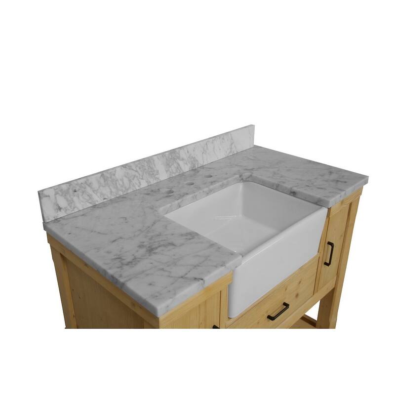 KitchenBathCollection Charlotte 42" Farmhouse Bathroom Vanity with Carrara Marble Top