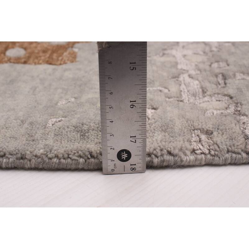 ECARPETGALLERY Hand-knotted Alma Grey Silk, Wool Rug - 7'10 x 7'10