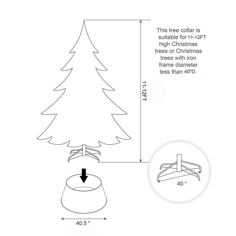 Glitzhome 40.5"D Christmas Hammered Metal Tree Collars