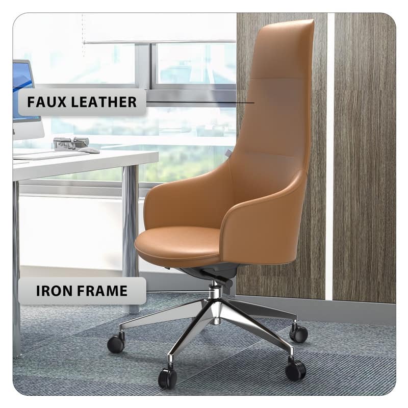 Celeste Ergonomic Adjustable Height Leather Executive Office Chair with Durable Iron Frame, and Swivel for Comfort & Support