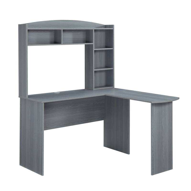 Modern L-Shaped Desk with Hutch