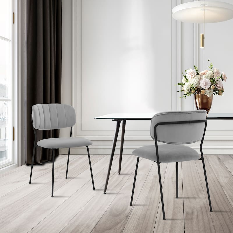 Carlo Grey Velvet and Metal Dining Room Chairs - Set of 2