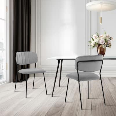 Carlo Grey Velvet and Metal Dining Room Chairs - Set of 2