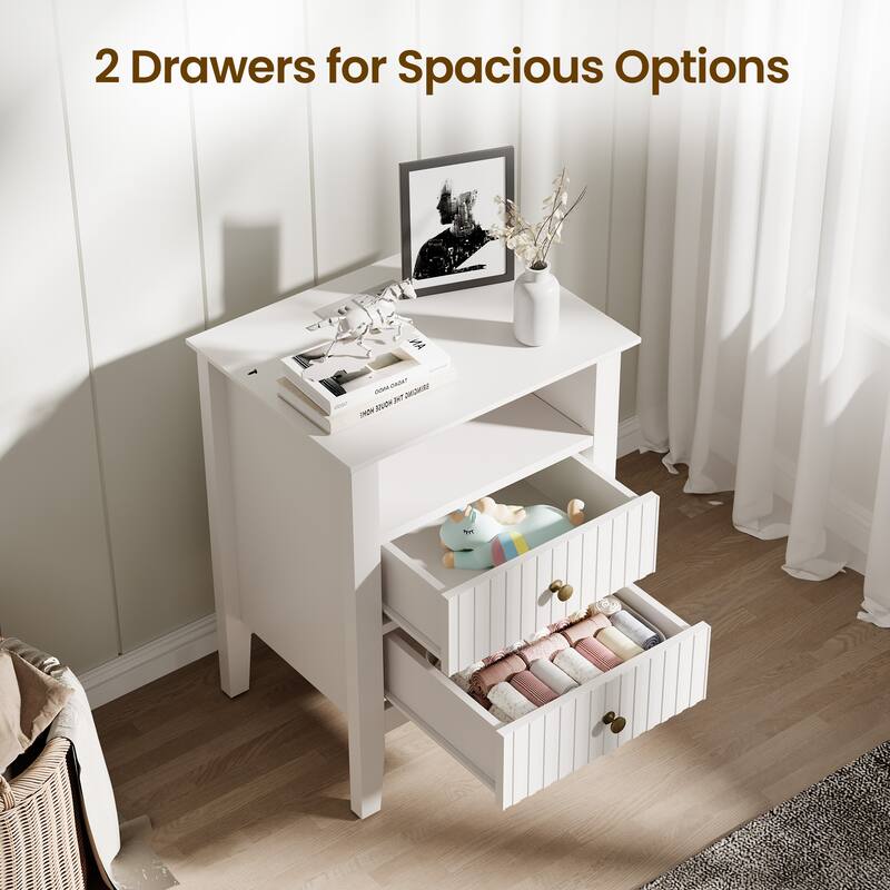 Nightstand with 2 Drawers, Set of 2
