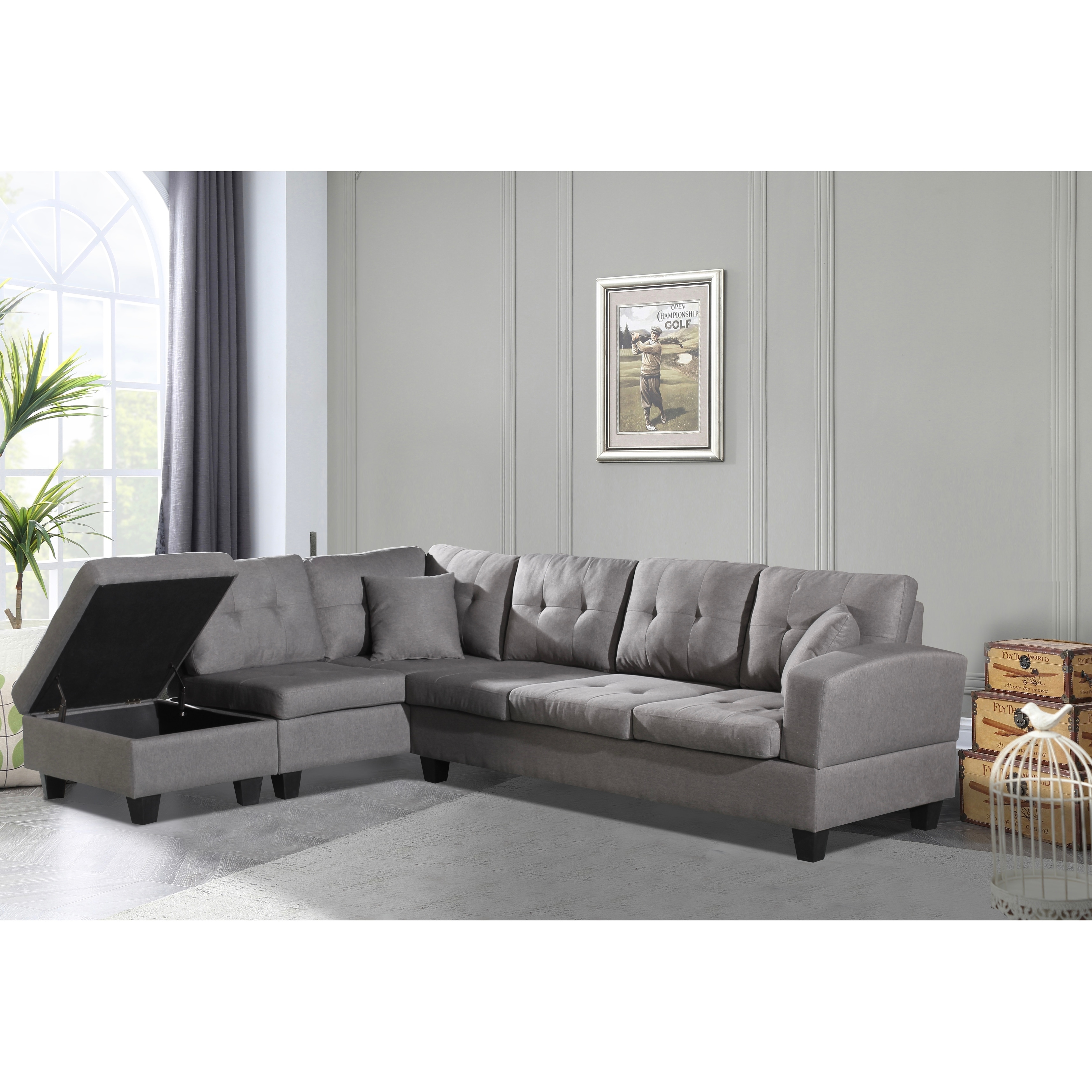 Champ fabric reversible corner chaise sofa deals