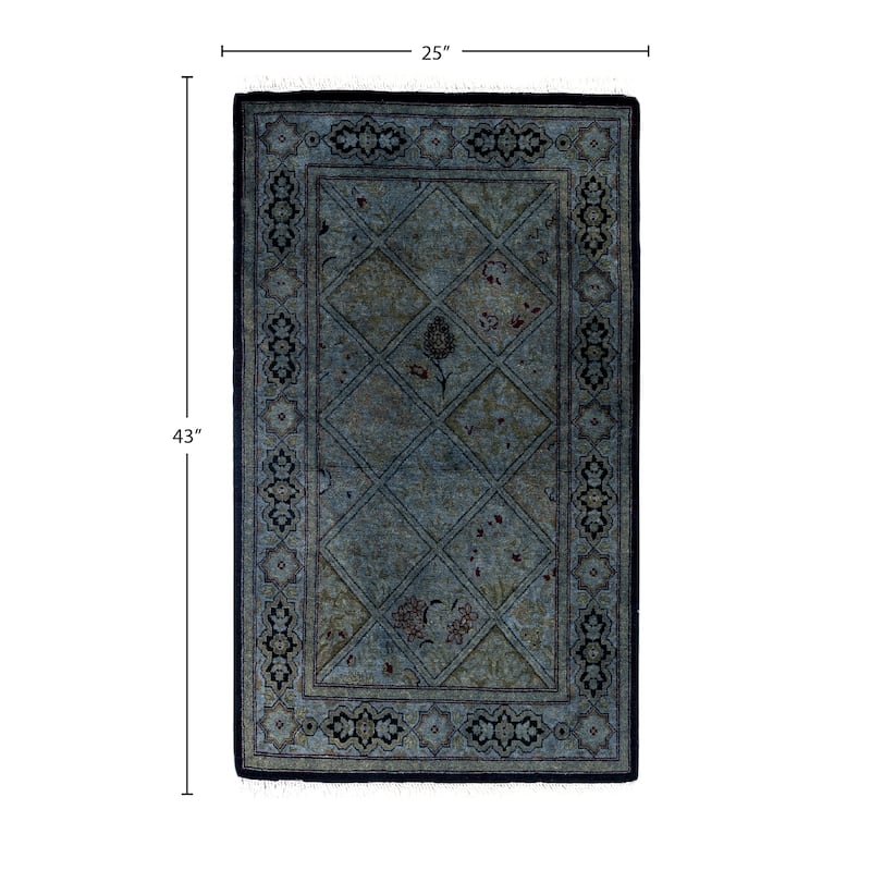 Overdyed One-of-a-Kind Hand-Knotted Area Rug - Gray - 2' 1" x 3' 7"