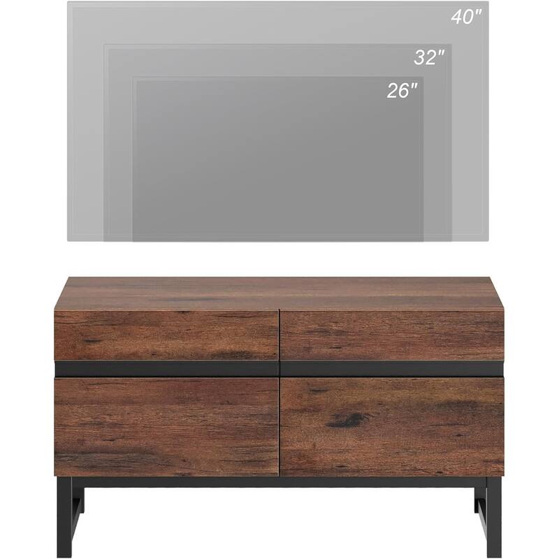 WAMPAT Modern TV Stand and Coffee Table Set of 2, Brown