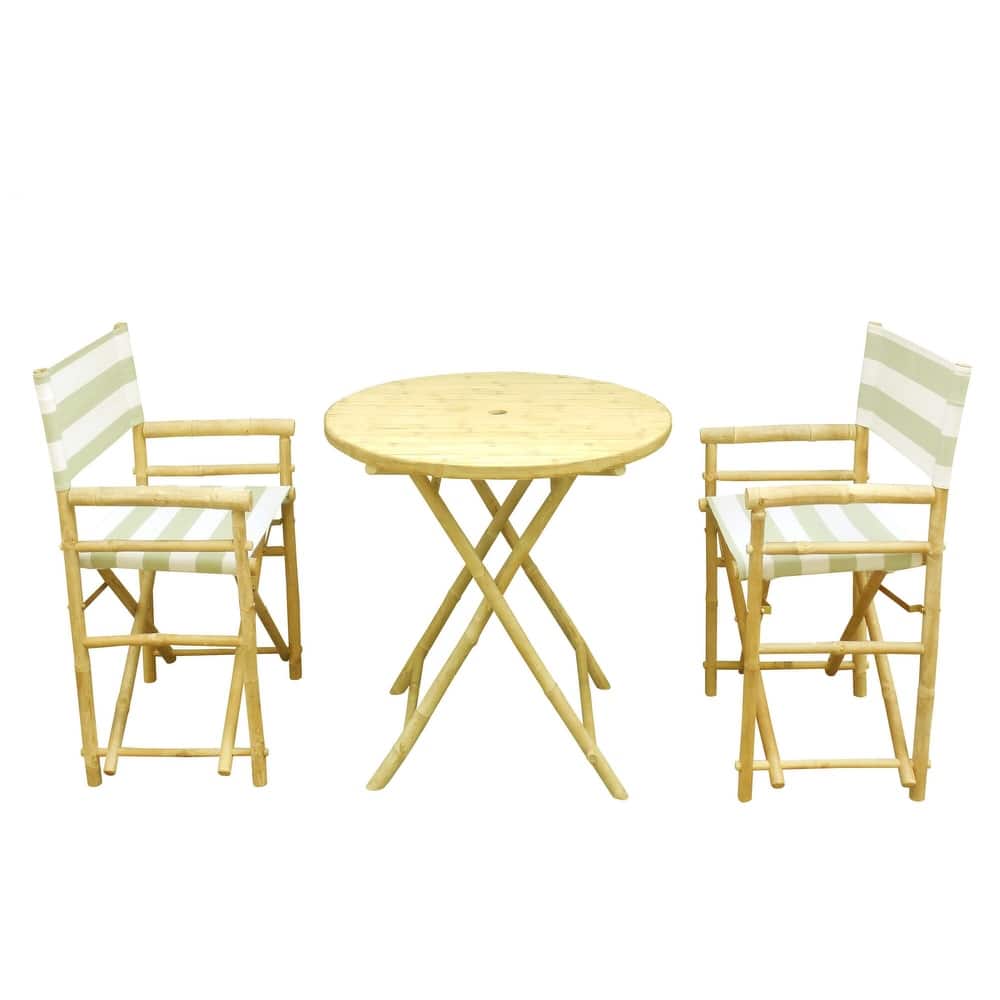 Zew Round 3-piece Bamboo Handcrafted Patio Set