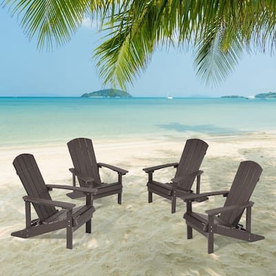 Plastic Wood Adirondack Chairs Weather-Resistant Set of 4 by Bonosuki