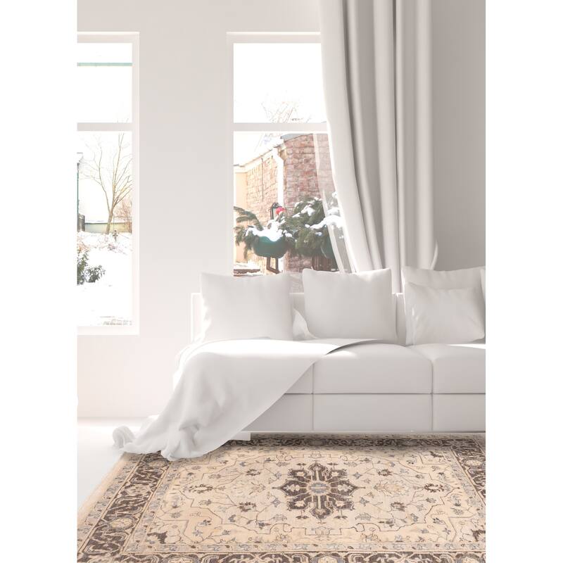 ECARPETGALLERY Hand-knotted Finest Agra Jaipur Light Grey Wool Rug - 7'10 x 9'10