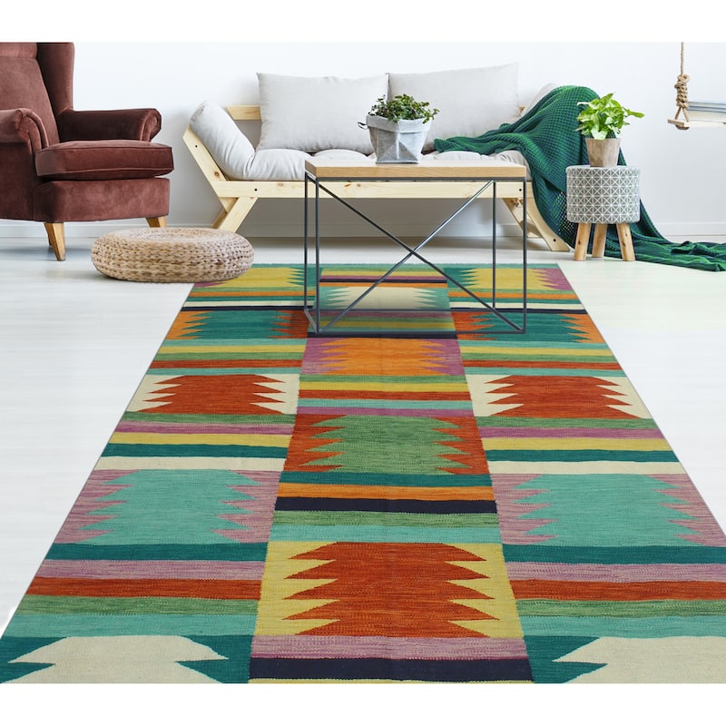 Modern Flatweave Ramiro Red/Ivory Rug - 5'9" x 7'10"
