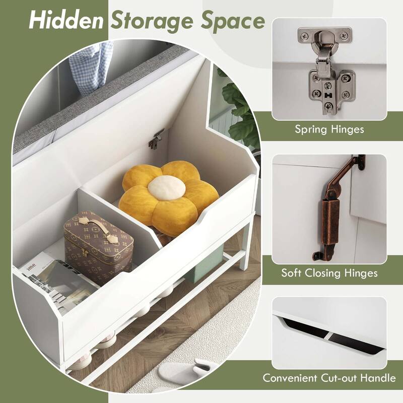 Costway 69" Tall Hall Tree with Seat Cushion Open Compartments Hooks - See Details