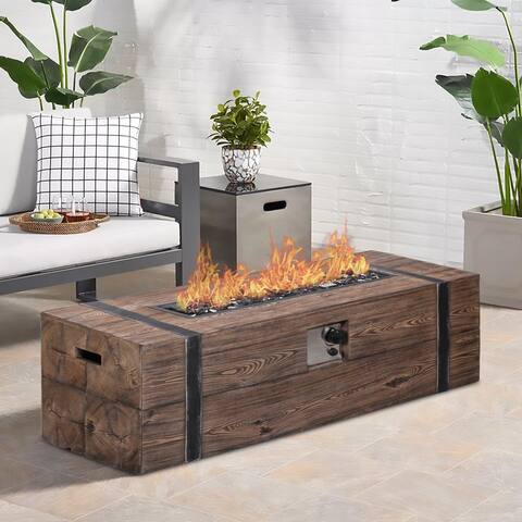 VEIKOUS 48inch 50000 BTU Propane Gas Fire Pit Table Rectangular with Blue Fire Glass and Cover
