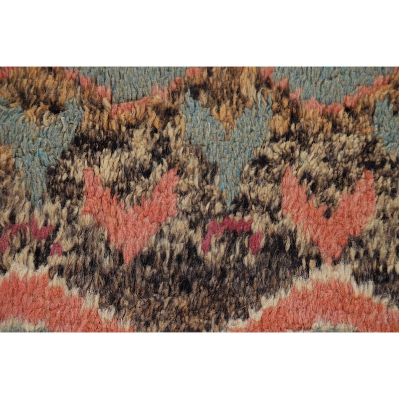 Geometric Moroccan Oriental Area Rug Hand-Knotted Wool Carpet - 7'11" x 10'7"