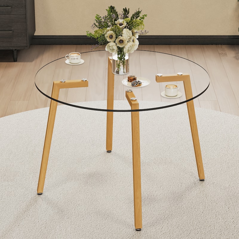 Modern simple style round transparent tempered glass table, tempered glass table top