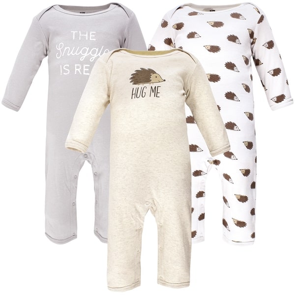 slide 1 of 1, Hudson Baby Infant Boy Cotton Coveralls, Hedgehog 0 - 3 Months - Grey