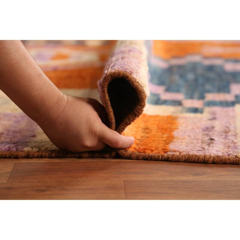 Moroccan Oriental Area Rug Handmade Orange Wool Carpet - 8'2" x 10'1"