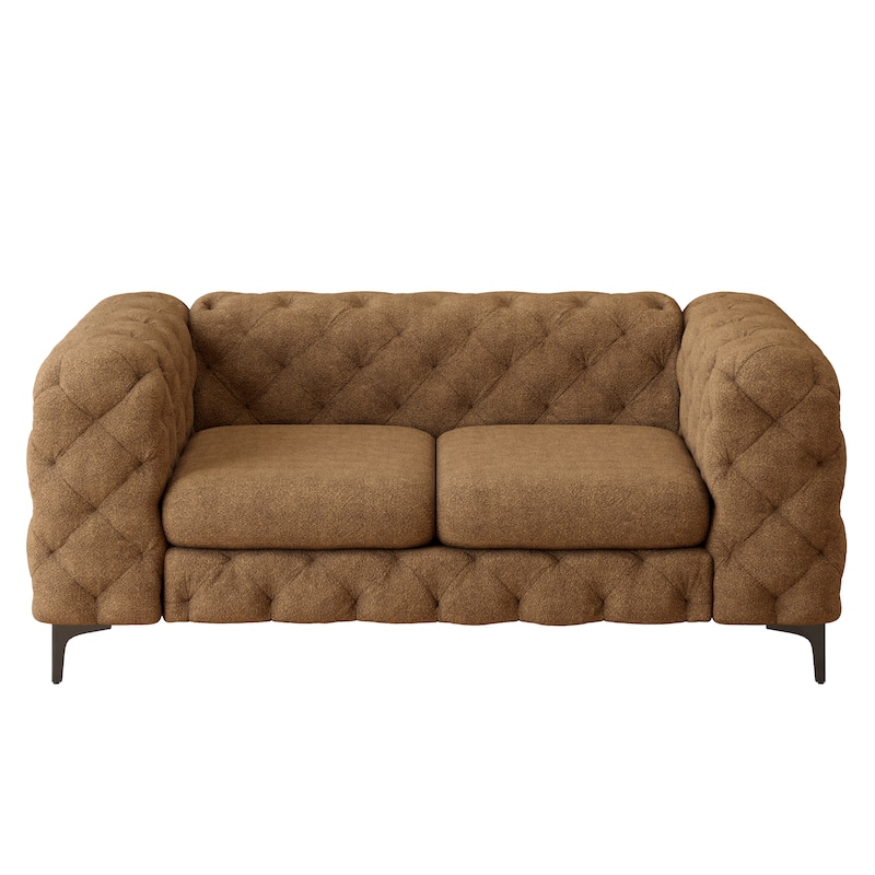 Corvus Chesterfield Aosta Tufted Velvet Loveseat - Orange