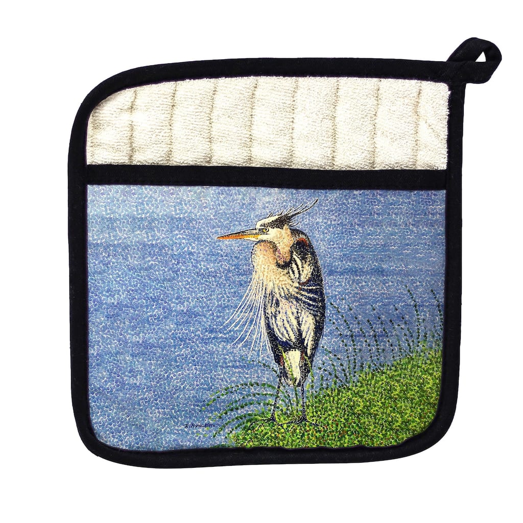Windy Blue Heron Pot Holder - 9x9
