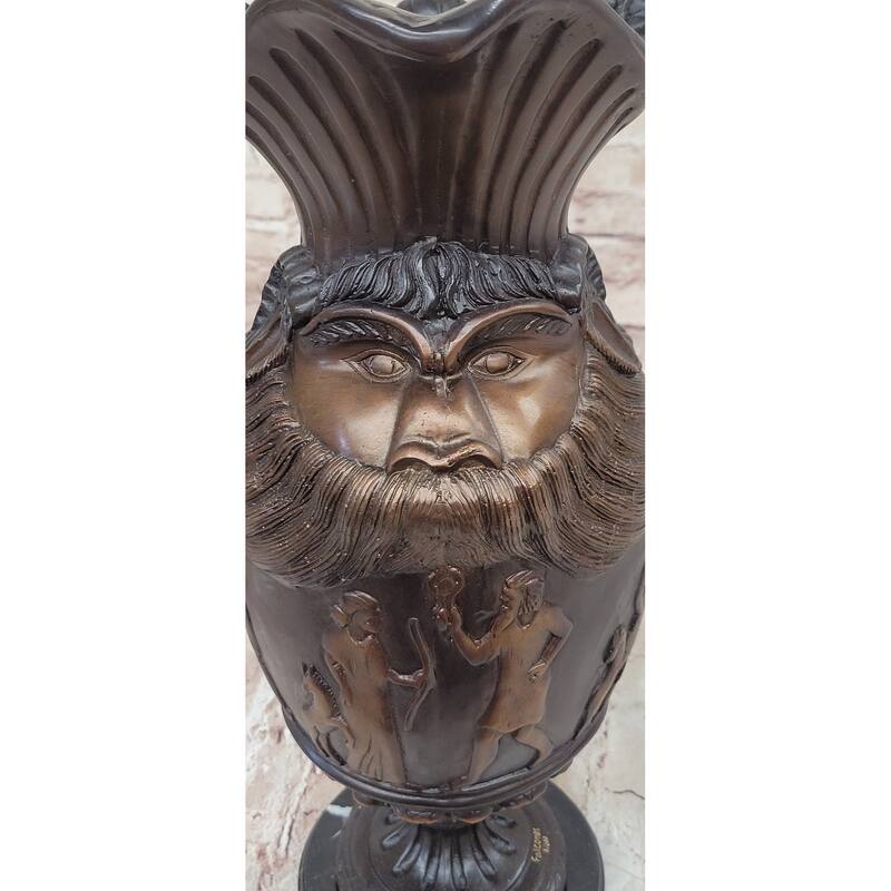 Hot Cast Bronze Ancient Cultural Middle Eastern Decorative Urn Sculpture Signed Art