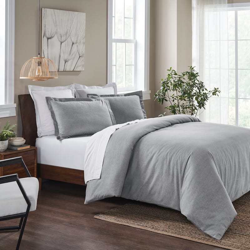 Superior Melange Flannel Cotton Two-Toned Brushed Duvet Cover Set