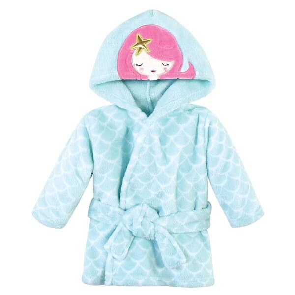 slide 1 of 1, Hudson Baby Infant Girl Plush Animal Face Bathrobe, Mermaid, 0-9 Months - Mermaid - 0-9 Months 0-9 Months - Mermaid