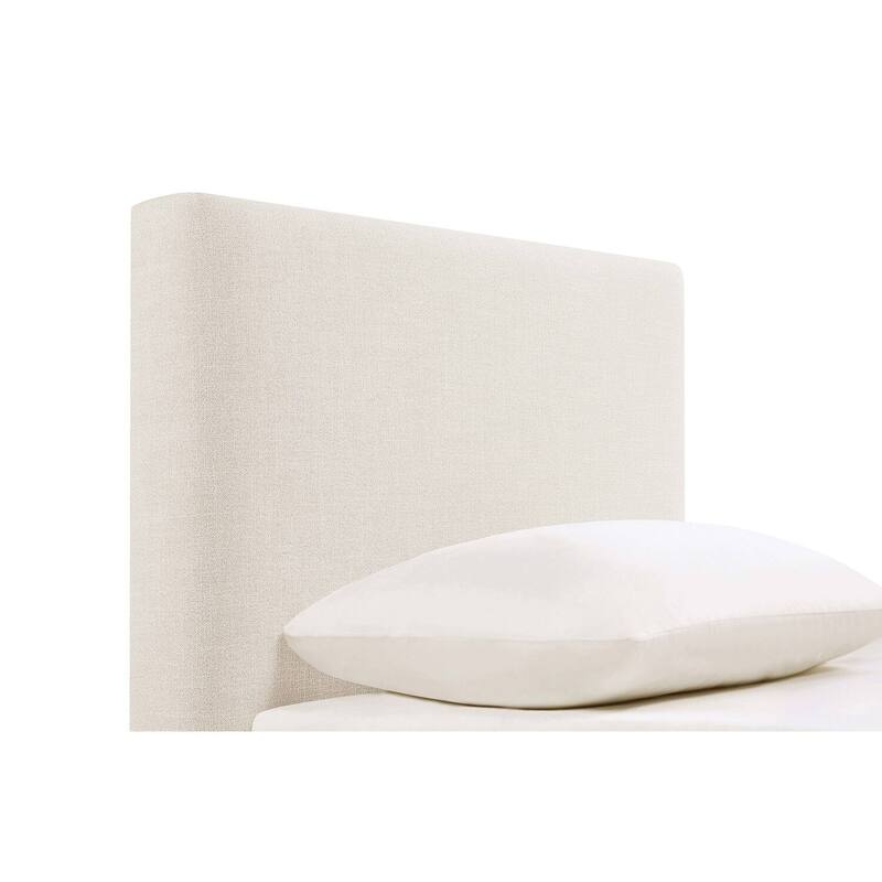 Upholstered Headboard in Sand Fabric with Padded Comfort and Sleek Modern Full Size Design