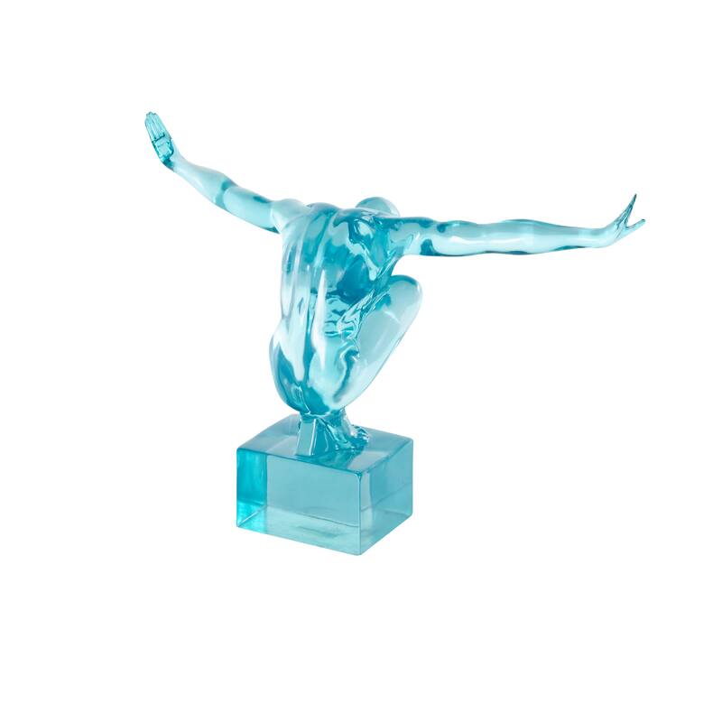 Light Blue, Green or Pink Resin Tinted Posing People Decorative Sculpture