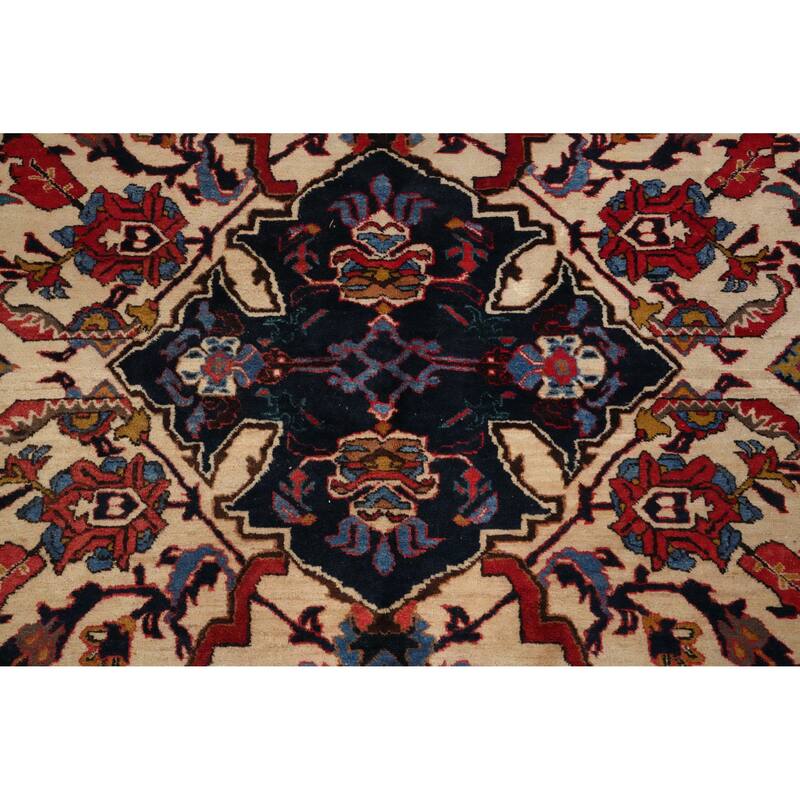 Hand Knotted Oriental 100% Wool Carpet Traditional Floral Beige & Ivories Tabriz Area Rug - 11' 2'' X 7' 4''
