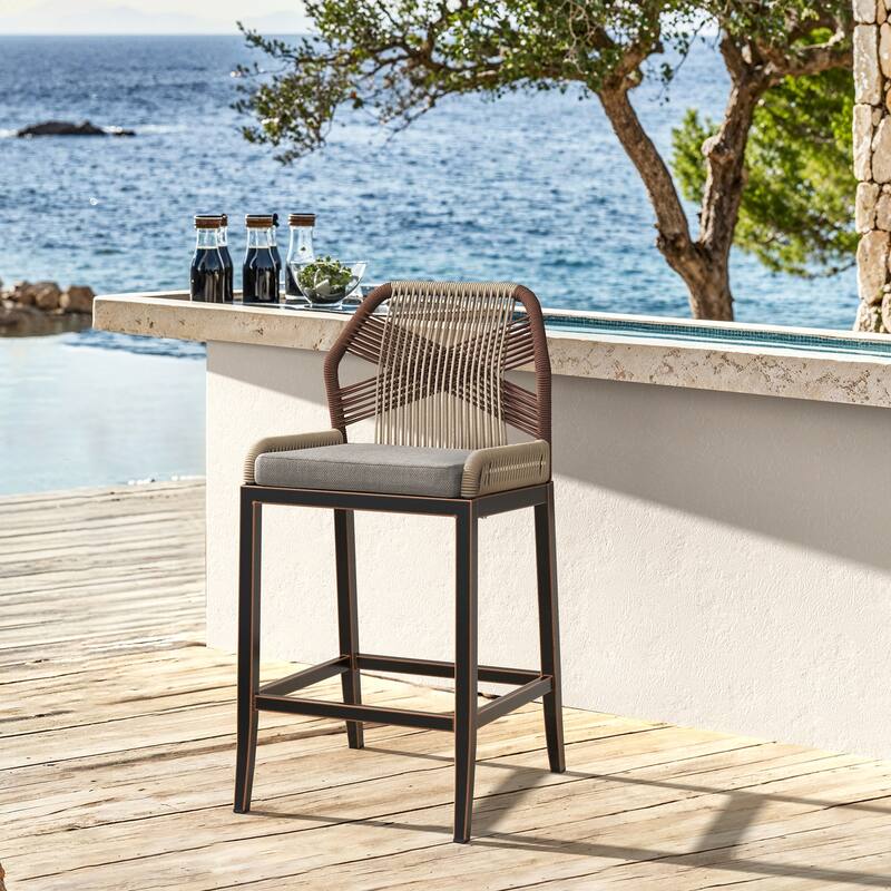 Modern Aluminum Counter Height Bar Stools, Upholstered Counter Stools with Back - 27.5"H