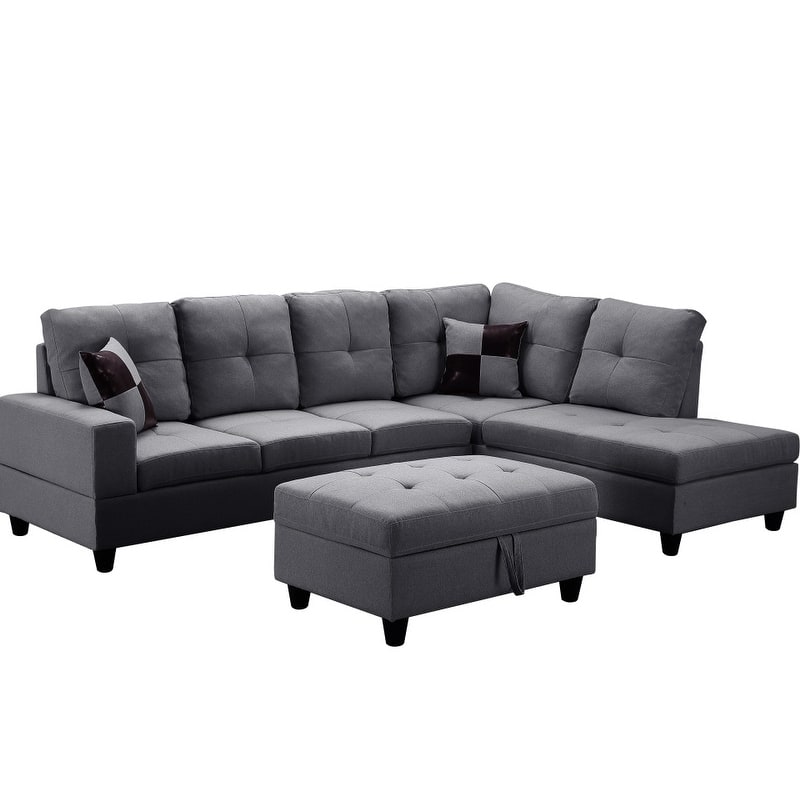 103.5" Modular L-Shaped Corner Sectional Sofa with Storage Ottoman for Living Room